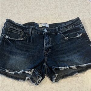 BKE Women's Dark Wash Distressed Denim Shorts Sz 31